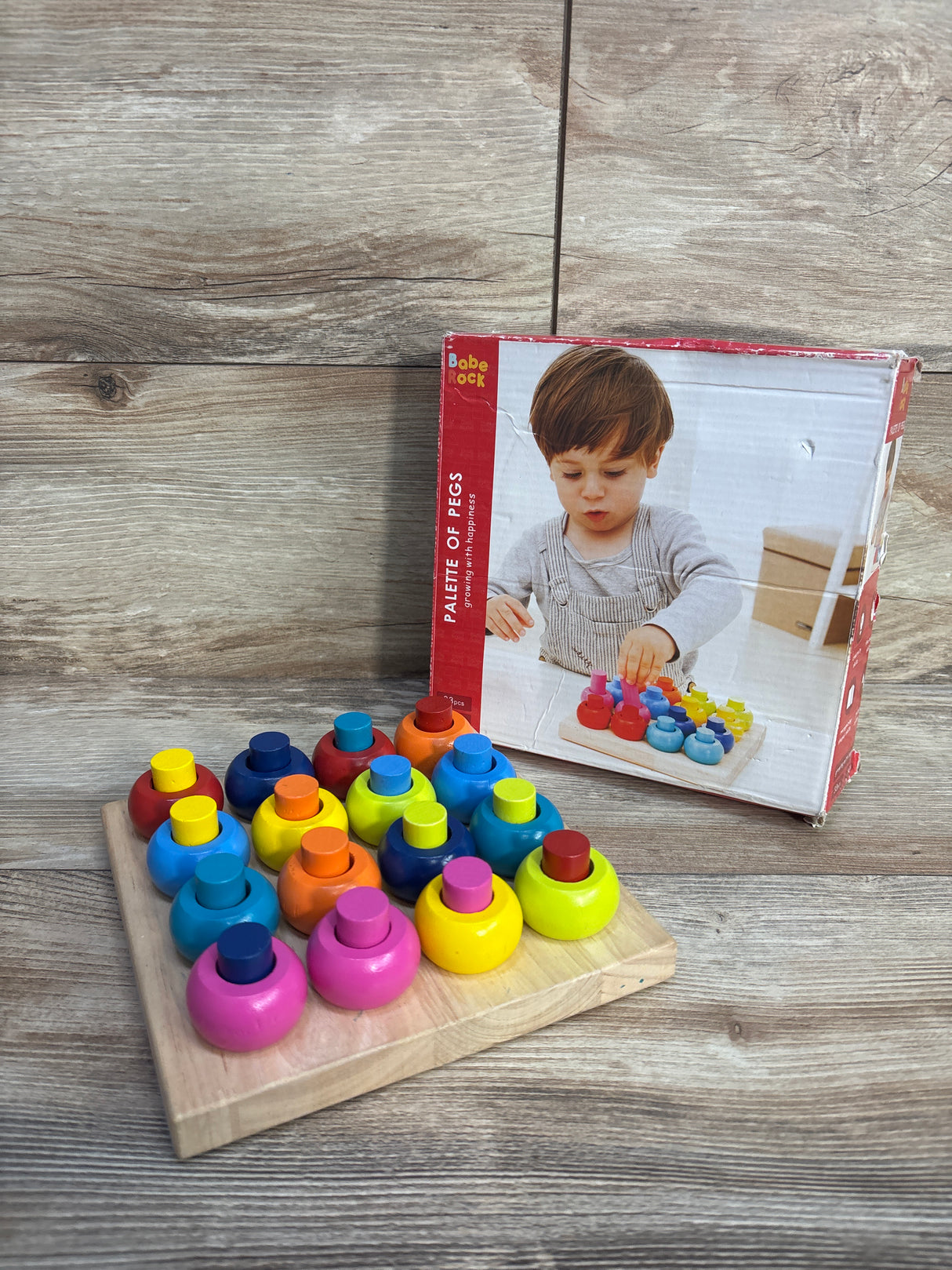 Babe Rock Palette of Pegs 33pc Wooden Stacking Rings