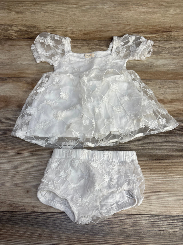 Tullabee Puff Sleeve Dress & Bloomers White sz 12-18m - Me n Mommy To Be