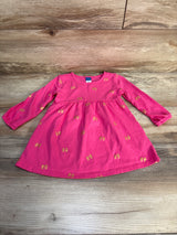 Old Navy Bow Print Long Sleeve Dress Pink sz 18-24m
