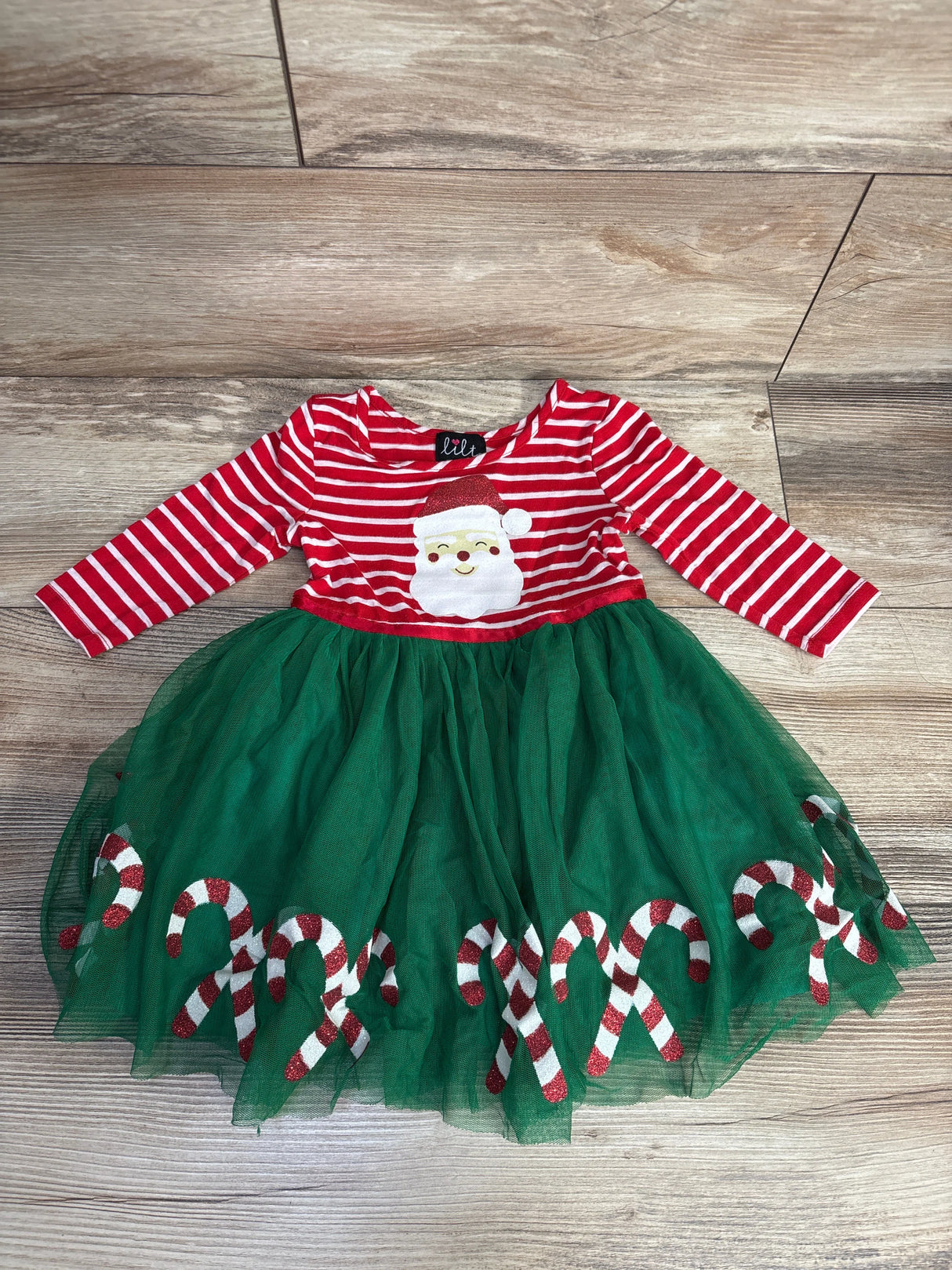 Lilt Striped Santa Tulle Dress Red sz 2T