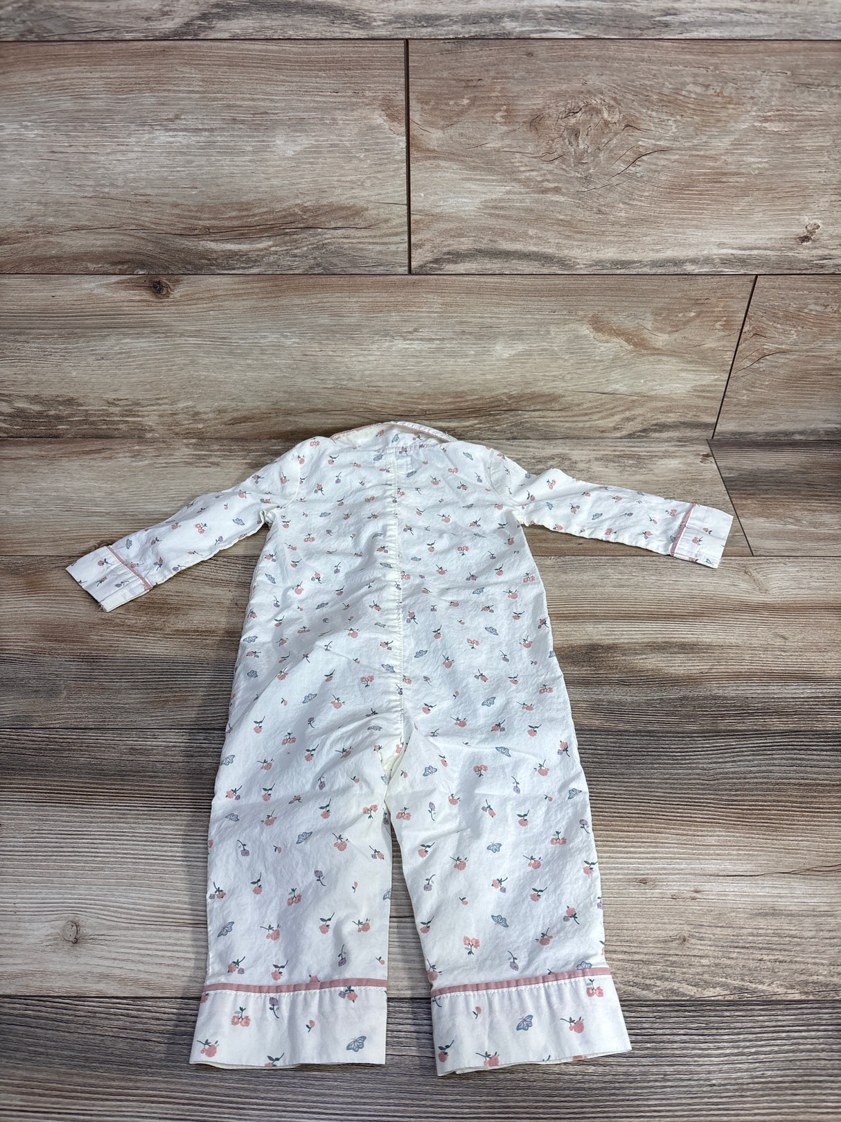 Little Planet Organic Coat Style Floral Pajamas Ivory sz 9m