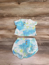 Cat & Jack 2pc Henley Tie-Dye Top & Shorts Blue sz Newborn