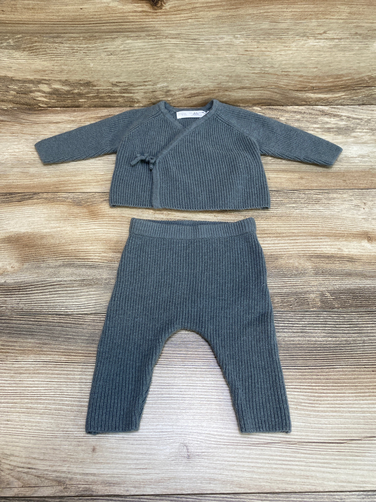 Zara 2pc Kimono Sweater Set Green sz 0-1m