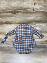 NEW Oshkosh Plaid Button-Up Bodysuit Grey sz 6m