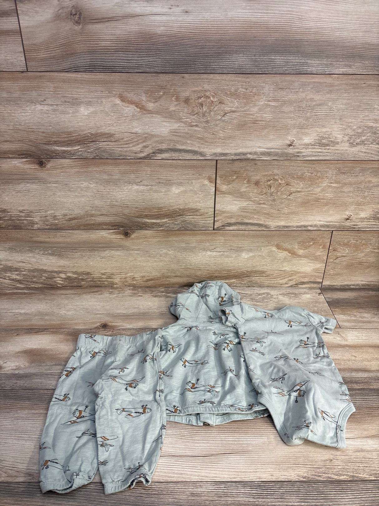 Carter's 3pc Airplane Print Jacket Set Green sz 12m