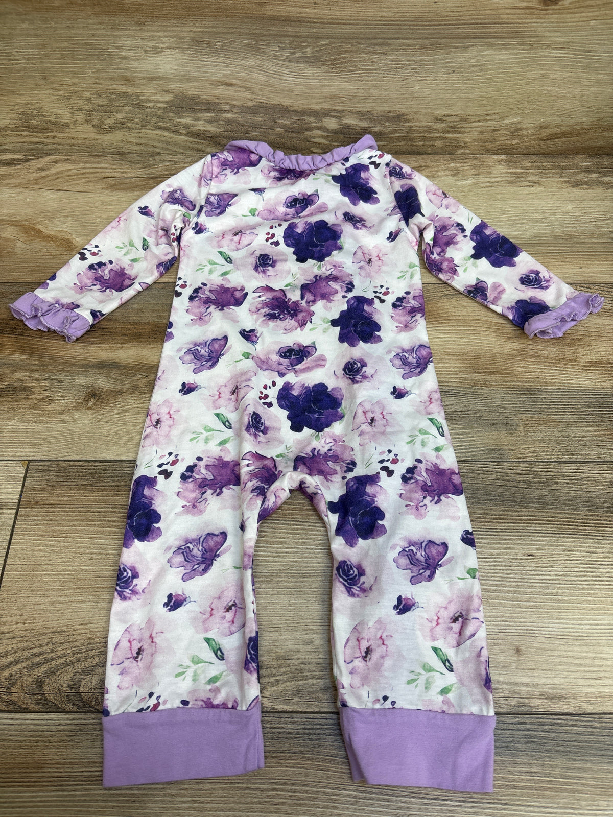 Floral Ruffle Sleeper White sz 9-12m
