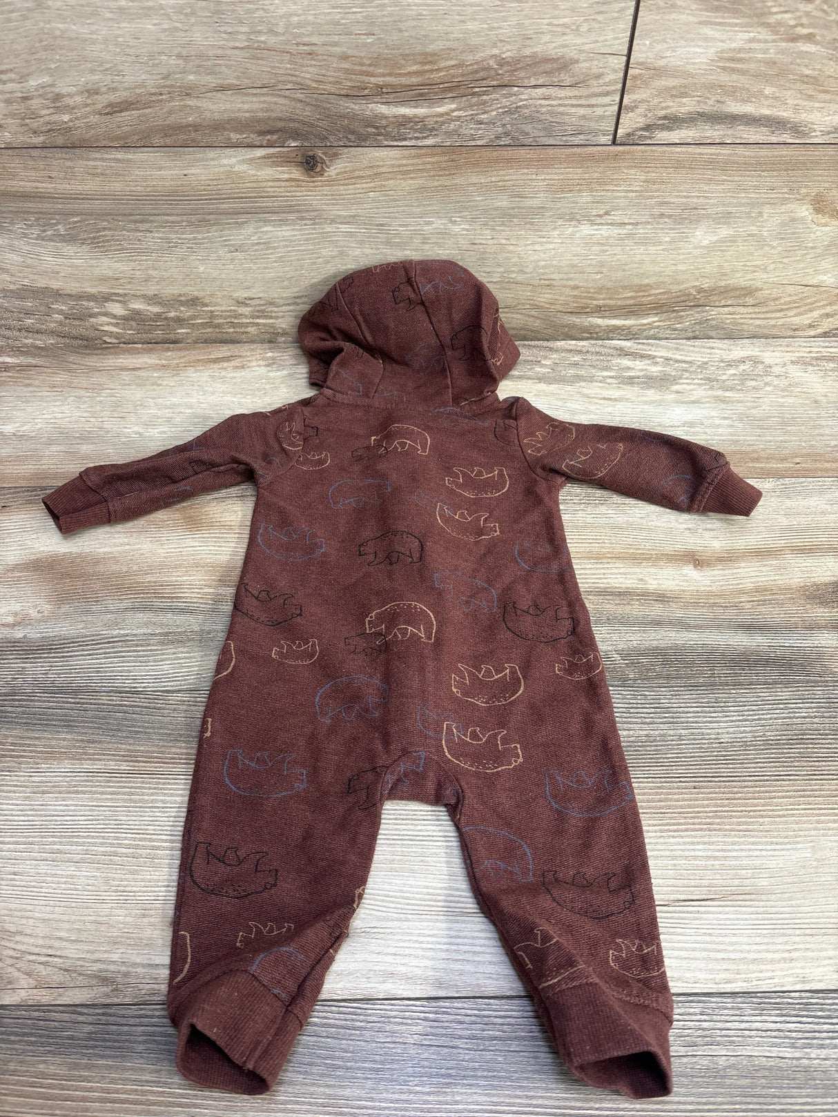 Carter's Bear Hooded Coverall Brown sz 6m