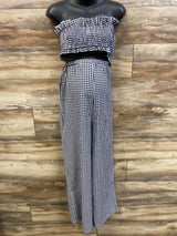 Shein Maternity 2pc Gingham Smocked Top & Pants Set Grey sz Large