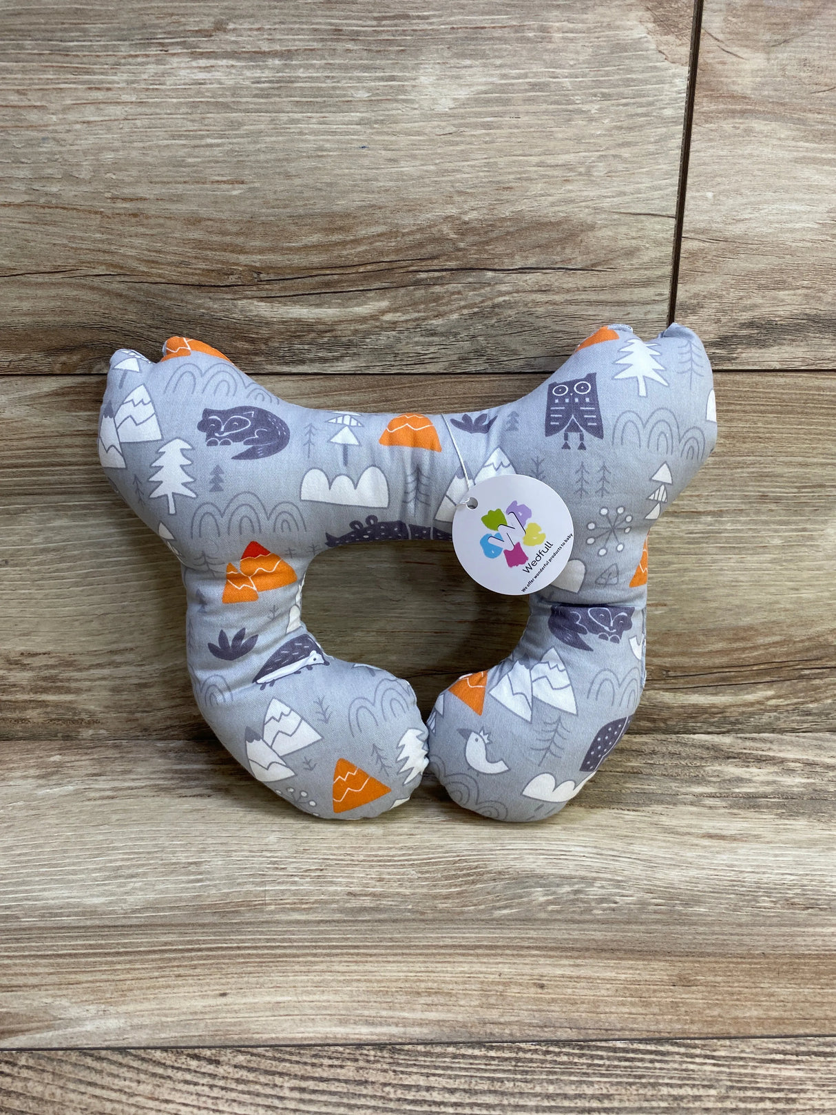 NEW Wedfull Head Neck Support Pillow, Grey Forest Animals