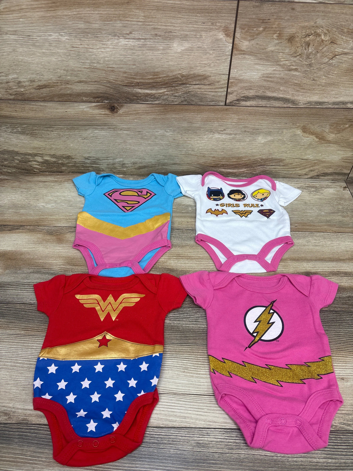 Justice League 4pk Bodysuit Set Pink sz 0/3m