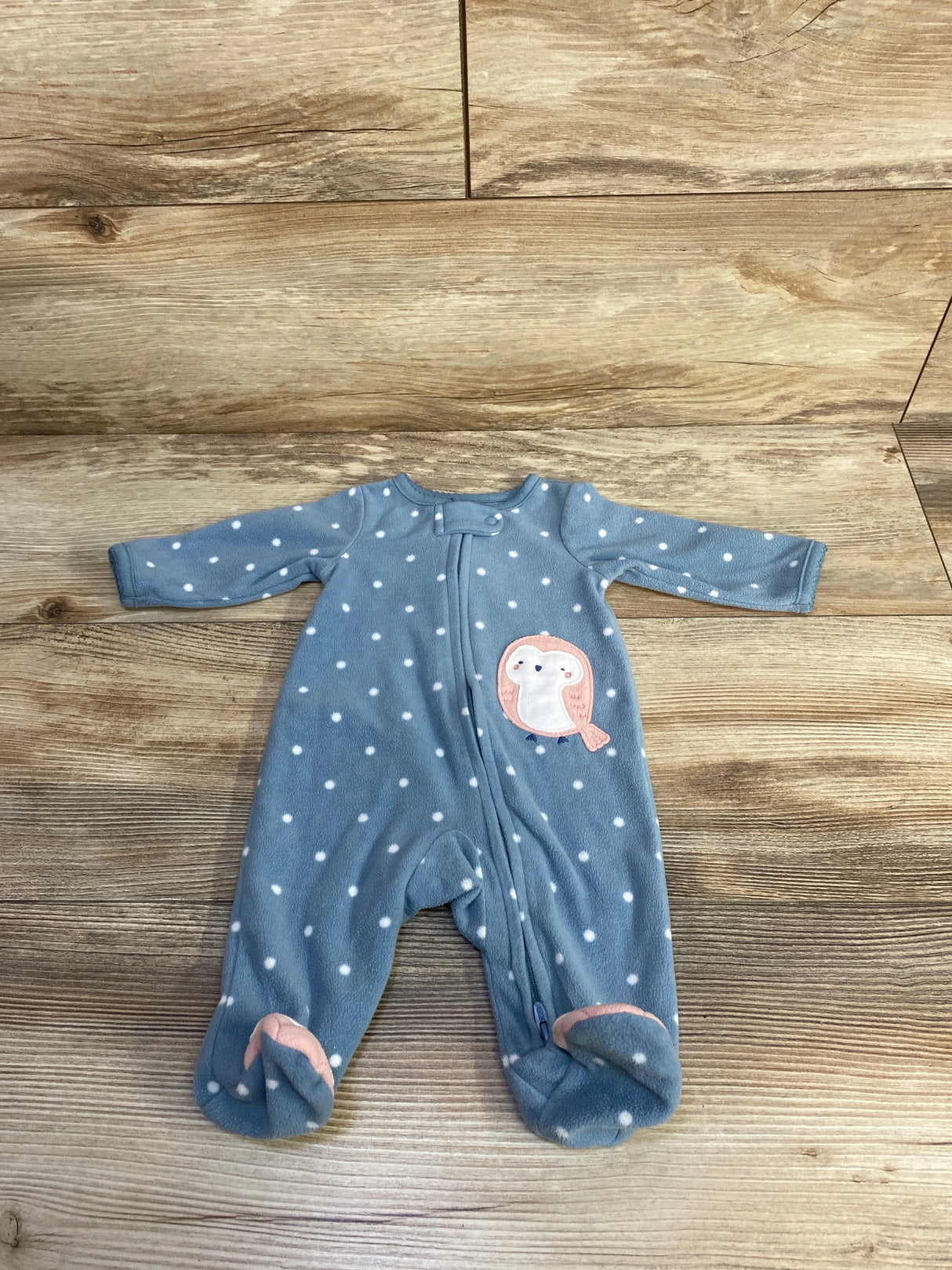 Just One You Polka Dot & Bird Print Blanket Sleeper Blue sz Newborn