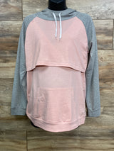 Raglan Nursing Hoodie Grey/Pink sz 2XL