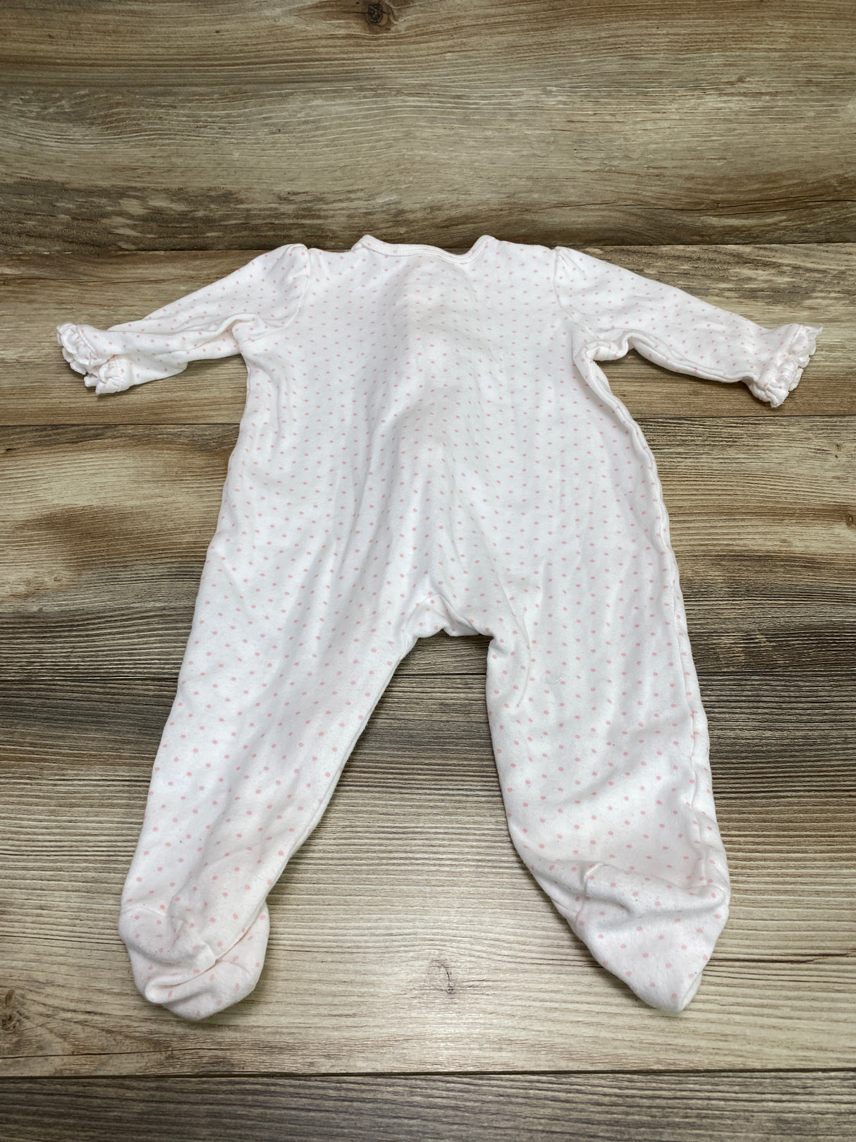 Little Me Polka Dot Ruffle Sleeper White sz 9m