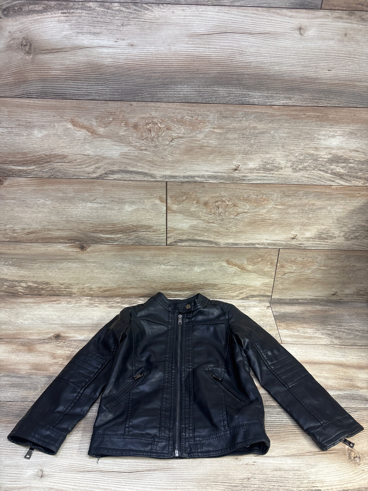 LJYH Faux-Leather Moto Jacket Black sz 5-6T