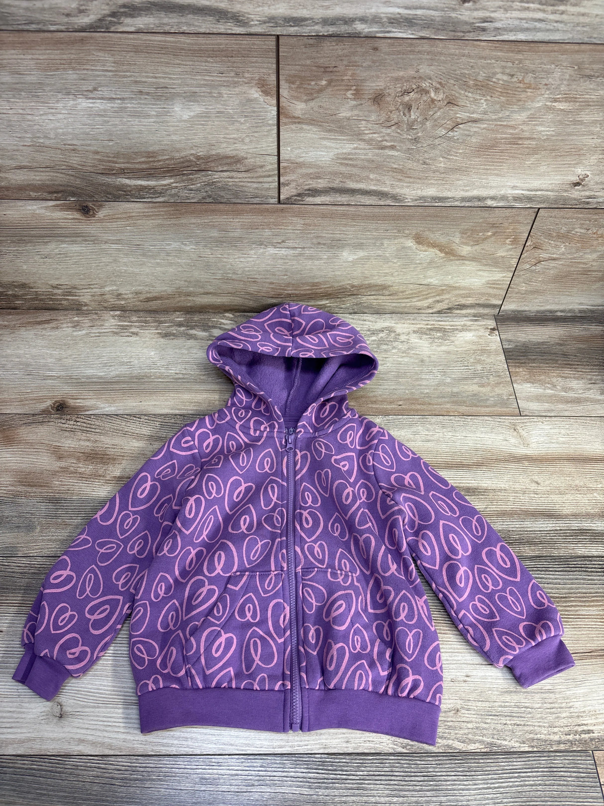 Okie Dokie Heart Print Full Zip Hoodie Purple sz 24m