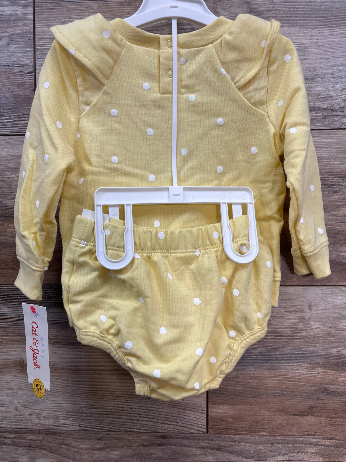 NEW Cat & Jack 2pc Polka Dot Sweatshirt & Bottoms Yellow sz 12m