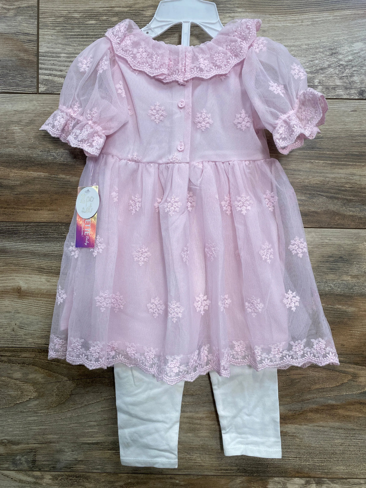 NEW Nannette Baby 2pc Embroidered Dress & Leggings Pink sz 24m