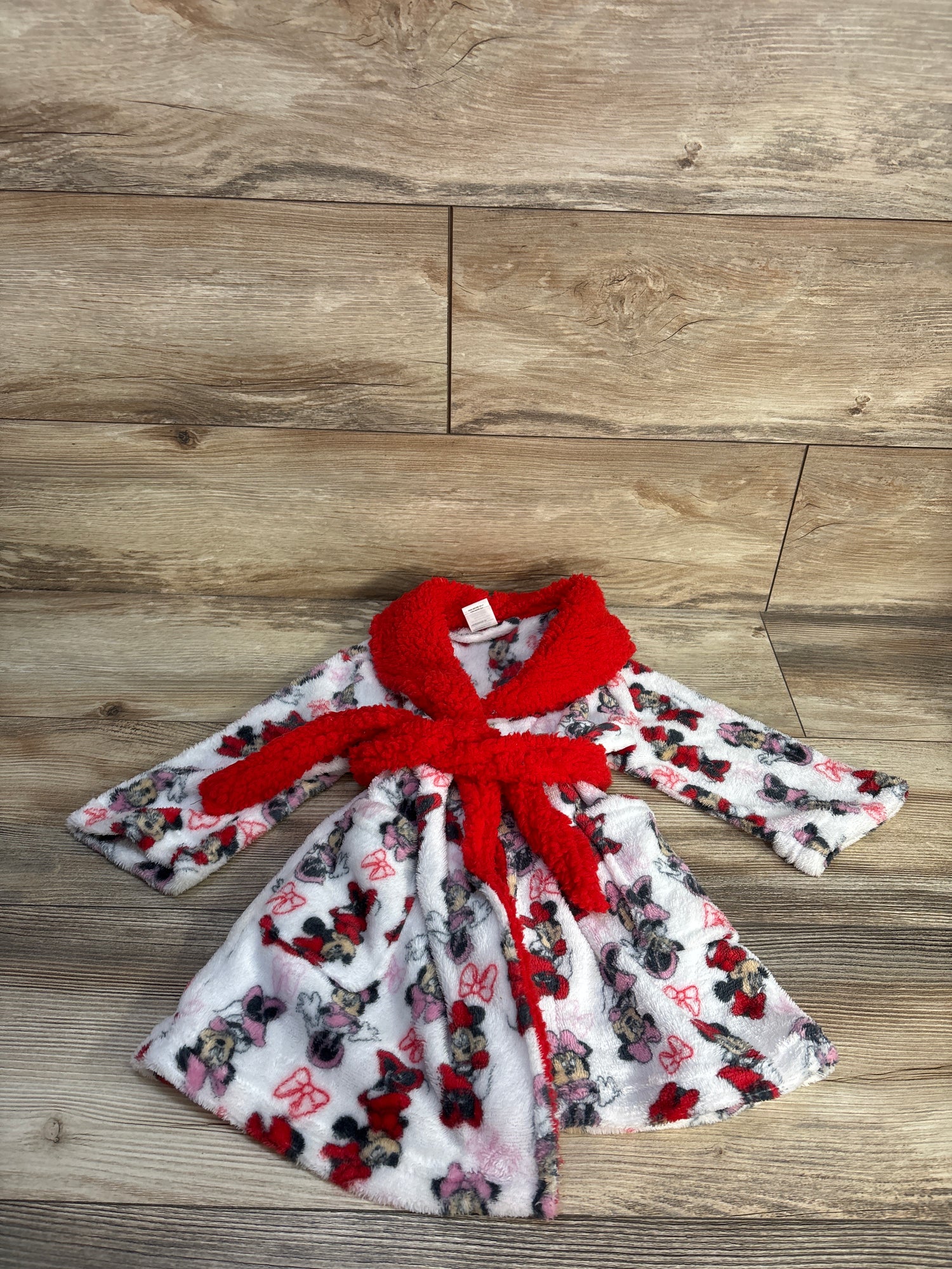 Disney Junior Monnie Mouse Plush Robe Red sz 2T