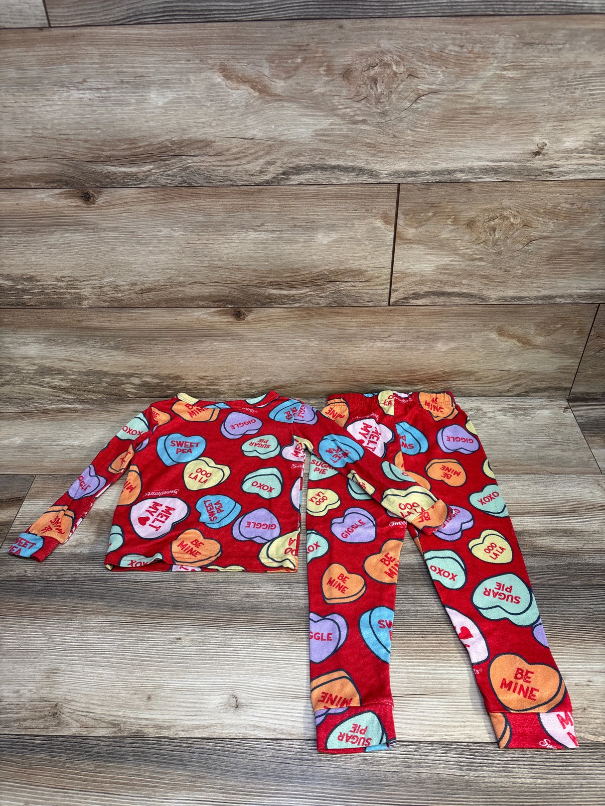 Sweethearts 2pc Valentines Day Heart Pajama Set Red sz 5T