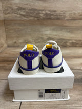 Ralph Lauren Quilton Bear Gore Hi Crib Booties White sz 1c