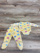 Shein 2pc Faux-Fur Hear Print Bodysuit & Pants Set Yellow sz 3-6m