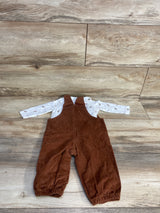 Just One You 2pc Cord Overalls & Moose Print Shirt White sz 6m