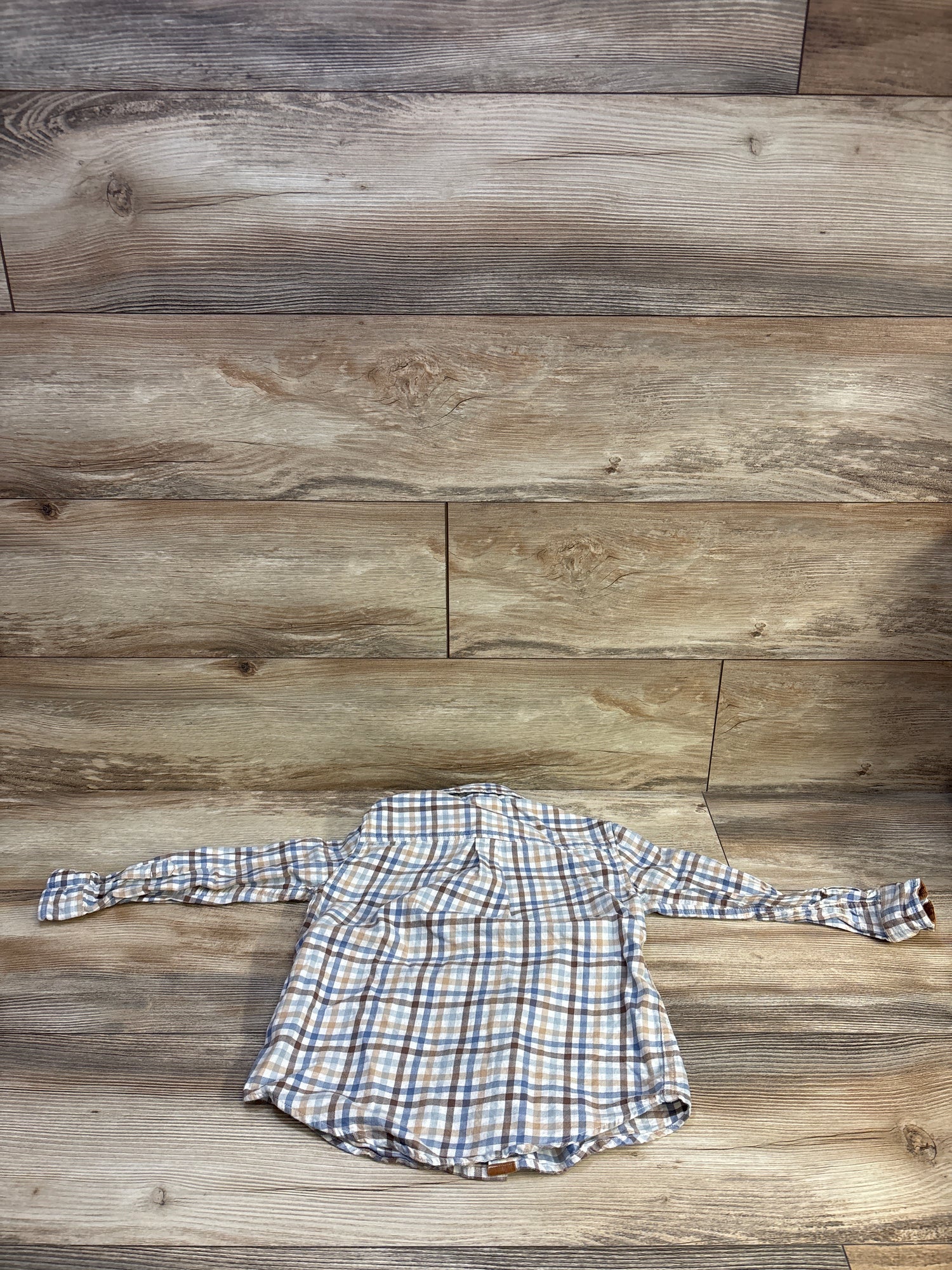 Gymboree Plaid Button-Up Flannel Tan sz 5T