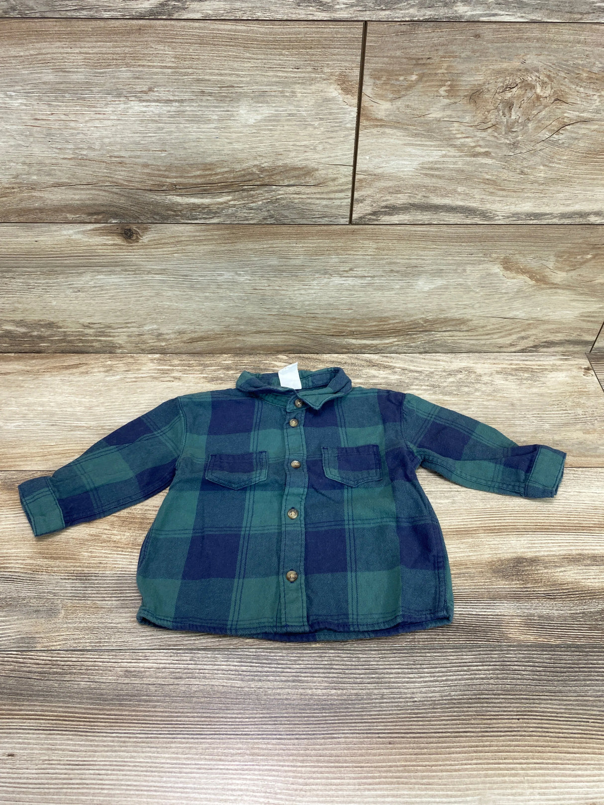 H&M Plaid Flannel Shirt Green sz 6m