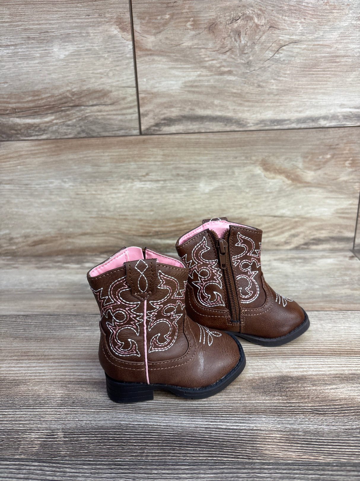 Wonder Nation Faux Leather Western Boots, Brown sz 2c