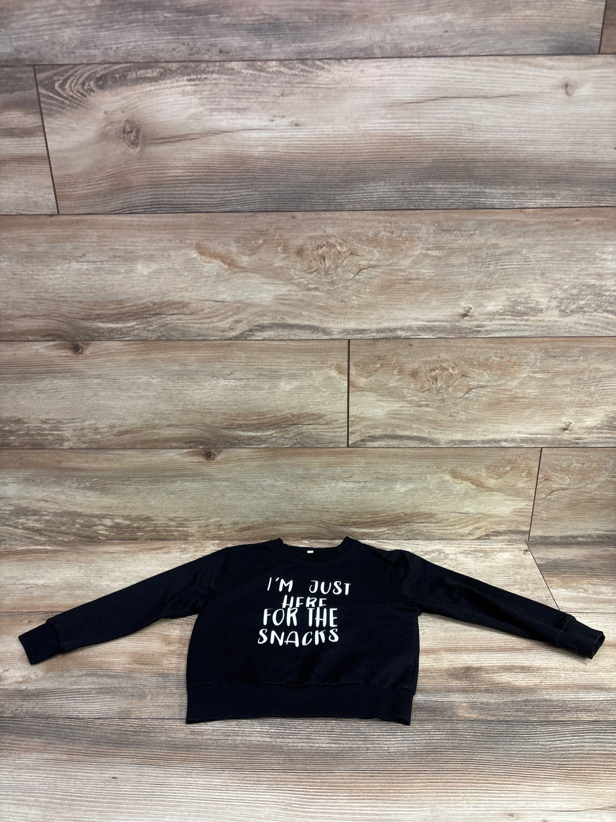 'I'm Just Here For The Snacks' Pullover Sweatshirt Black sz 18-24m
