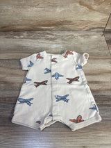 Carter's Airplane Button Front Romper Ivory sz Newborn