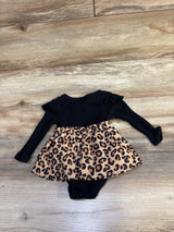Shein Faux Suspender Leopard Bodysuit Dress Black sz 3-6m