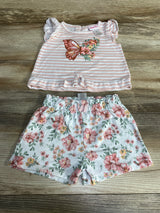 Little Lass 2pc Striped Shirt & Shorts White sz 2T