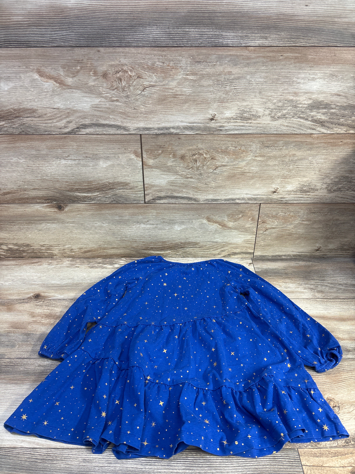 Hanna Andersson Long Sleeve Sparkle Tiered Dress Blue sz 5T