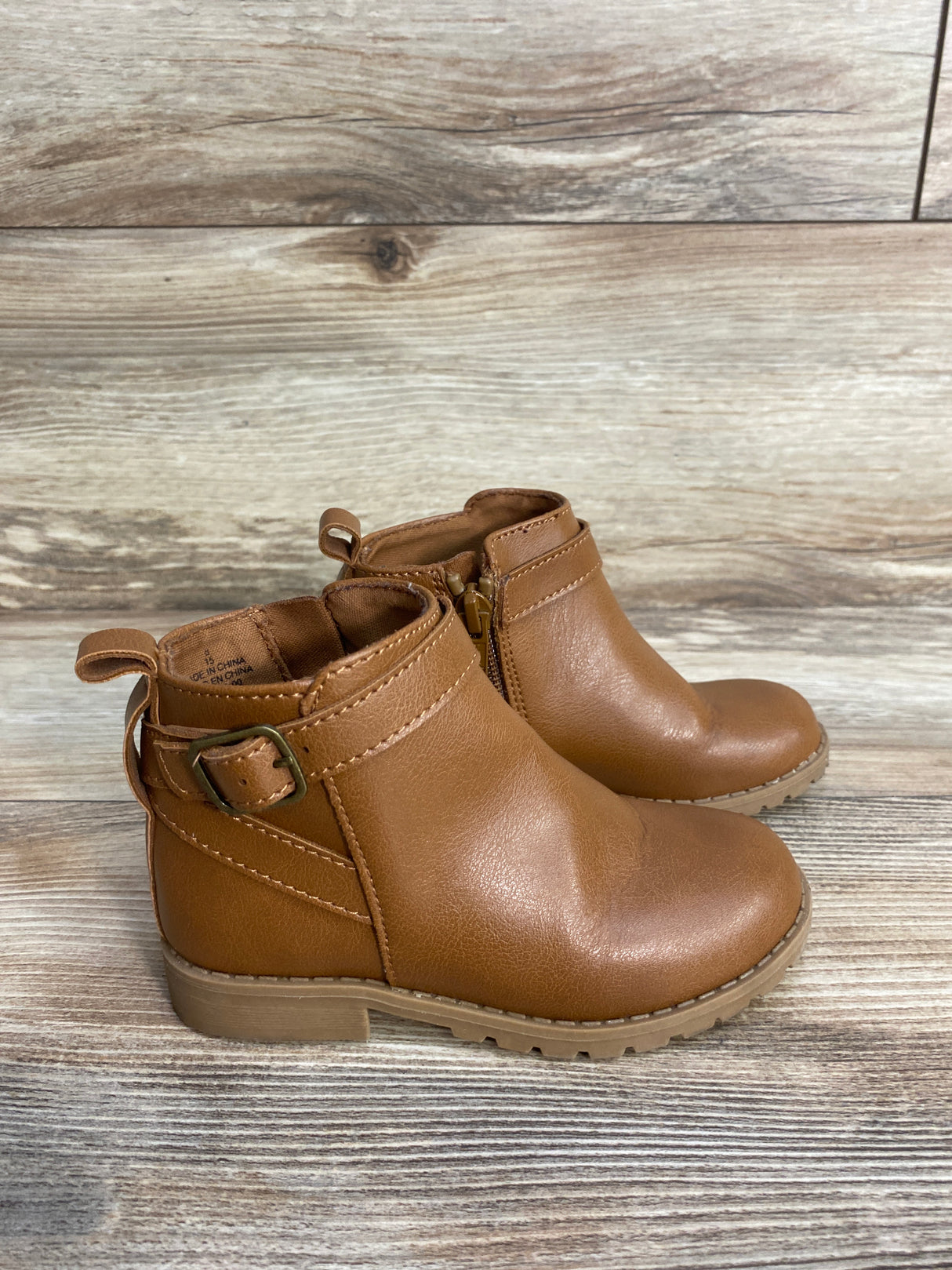 Old Navy Faux-Leather Buckled Ankle Boots Brown sz 8c