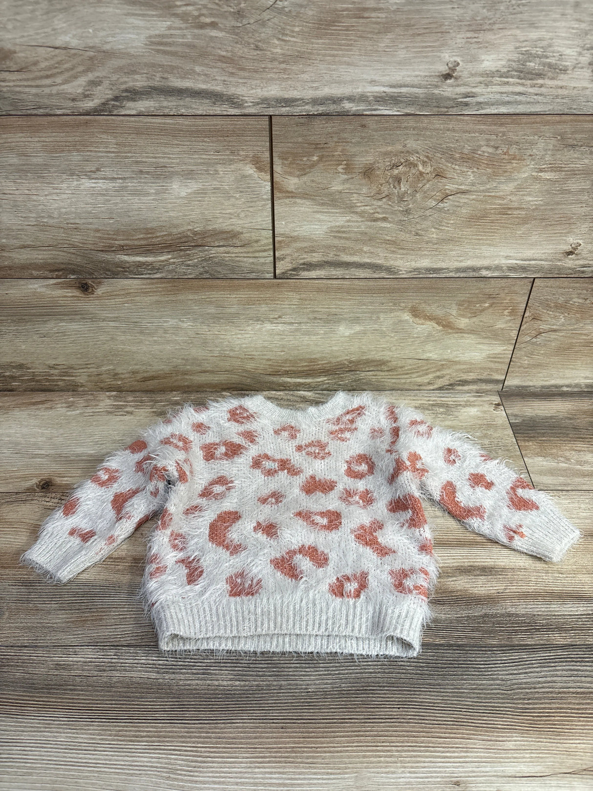 Jessica Simpson Fuzzy Leopard Print Sweatshirt Ivory sz 18m