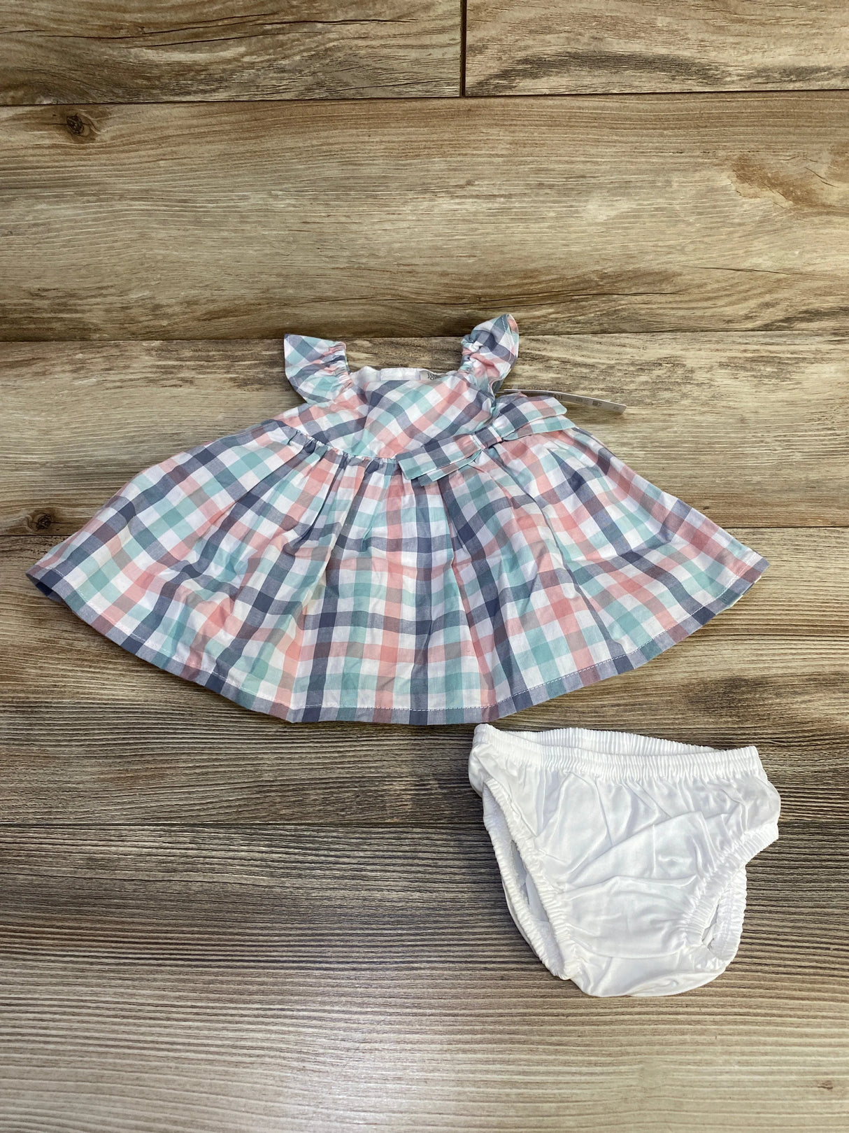 NEW Just One You 2pc Plaid Dress & Bloomers White sz Newborn