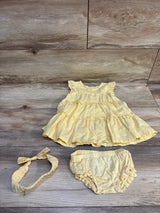Quiltex 3pc Swiss Dot Dress, Bloomers, & Headband Set Yellow sz 6/9m