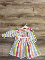NEW First Impressions 3pc Striped Top, Shorts, & Hat Set White sz 18m