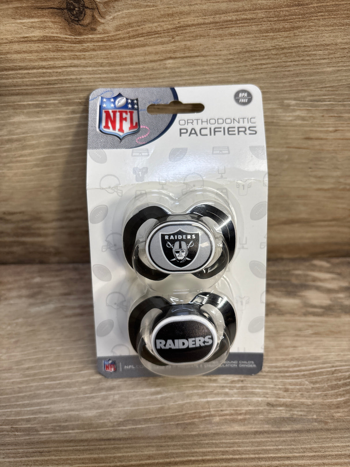 NEW Baby Fanatic 2pk Las Vegas Raiders NFL Officially Licensed Pacifiers