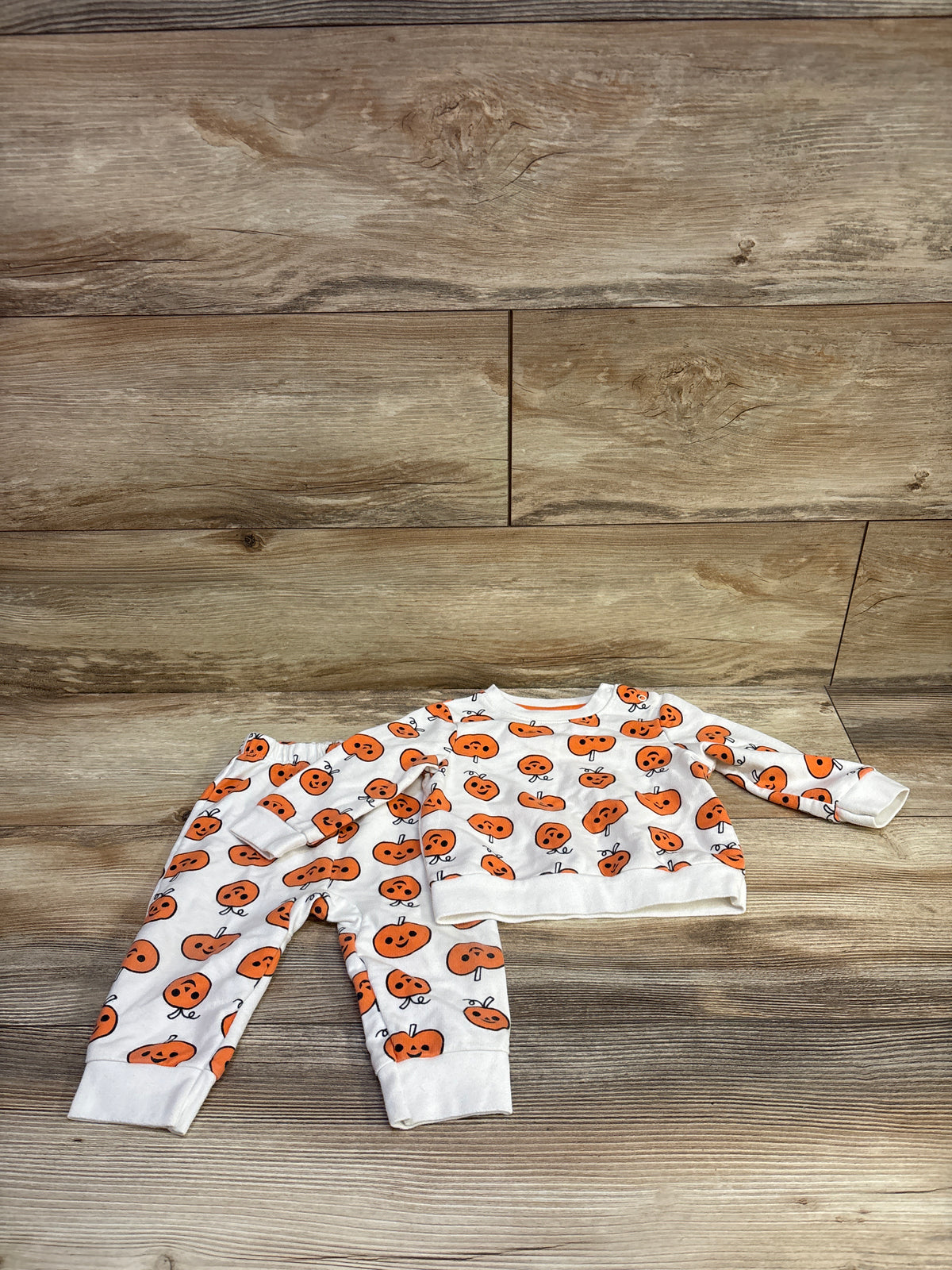 Cat & Jack 2pc Pumpkin Sweatshirt & Joggers Set White sz 6-9m