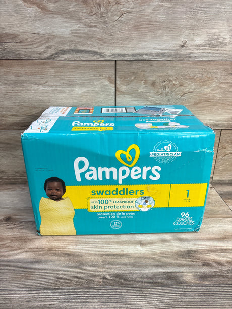 NEW Box of Pampers Swaddlers Sensitive Disposable Diapers 96ct. Size 1 - Me n Mommy To Be