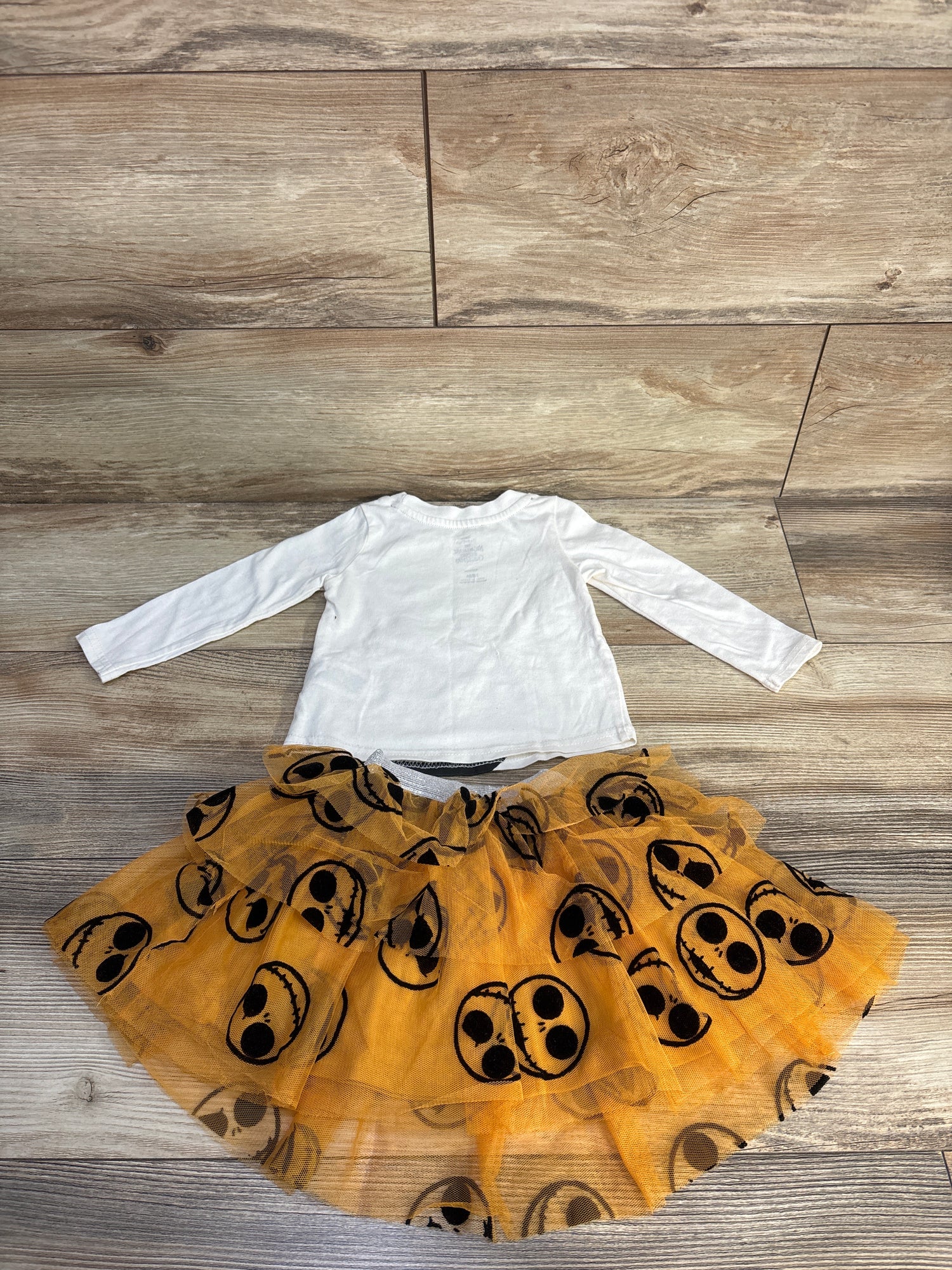 Disney The Nightmare Before Christmas 2pc Long Sleeve Shirt & Tulle Skirt Set White sz 18m