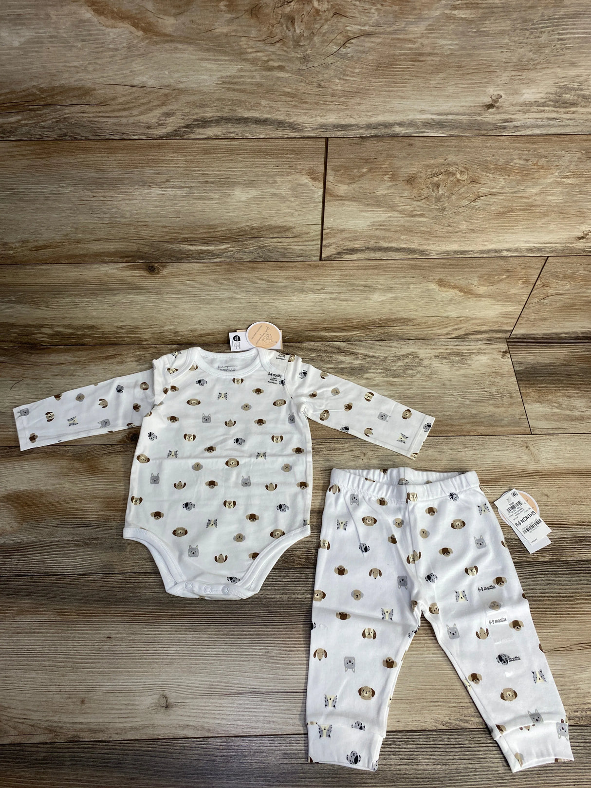 NEW First Impressions 2pc Dog Bodysuit & Pants Set White sz 6-9m