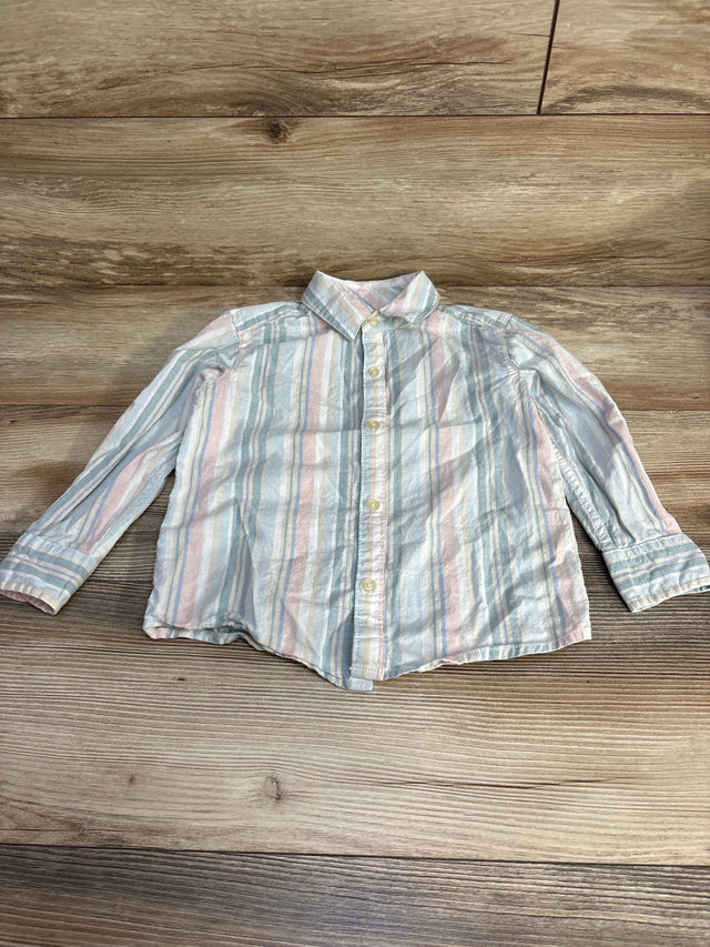 Carter's Striped Button Up Shirt Blue sz 4T - Me n Mommy To Be