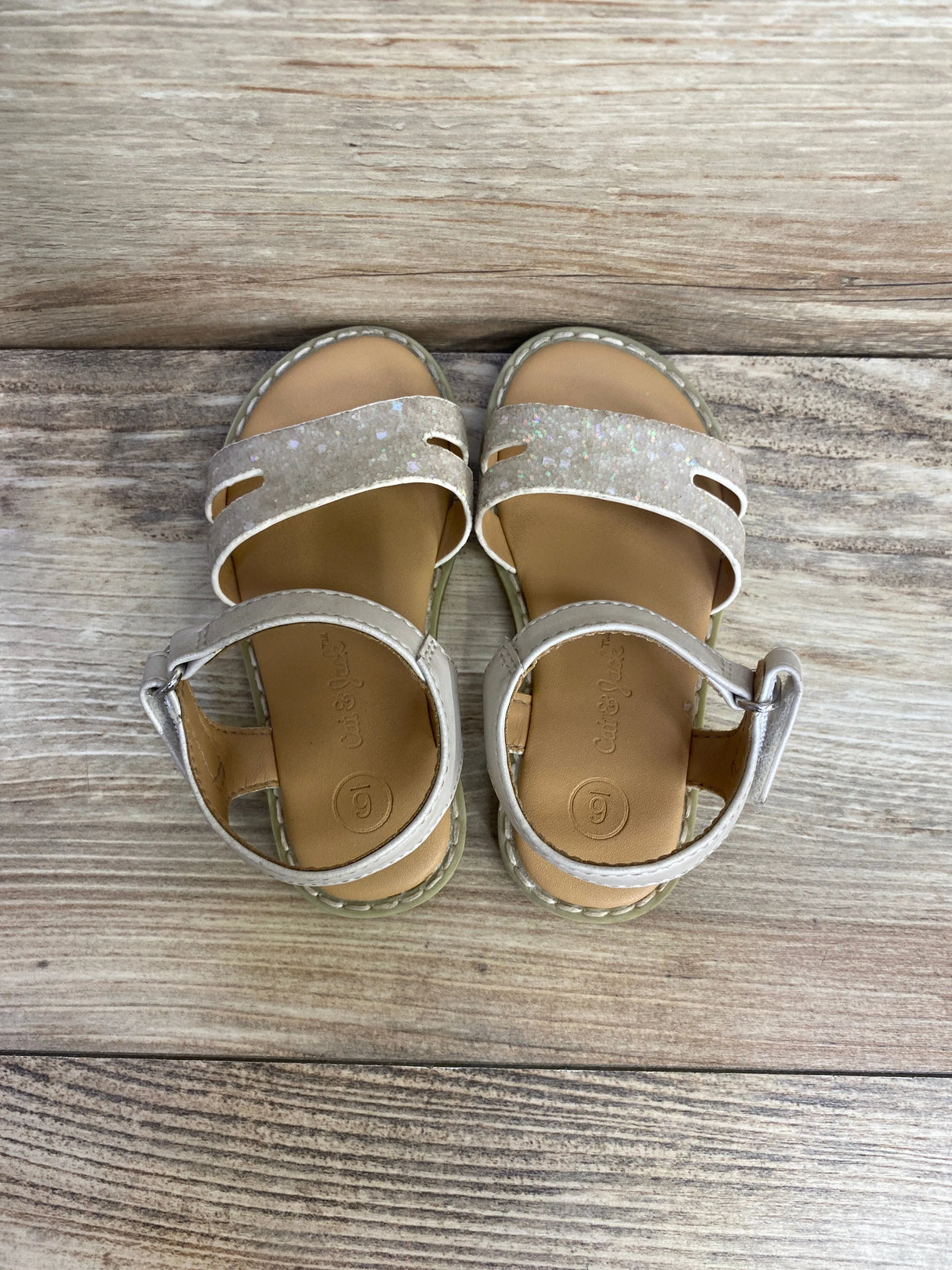 Cat & Jack Toddler Glitter Strap Sandals sz 6c