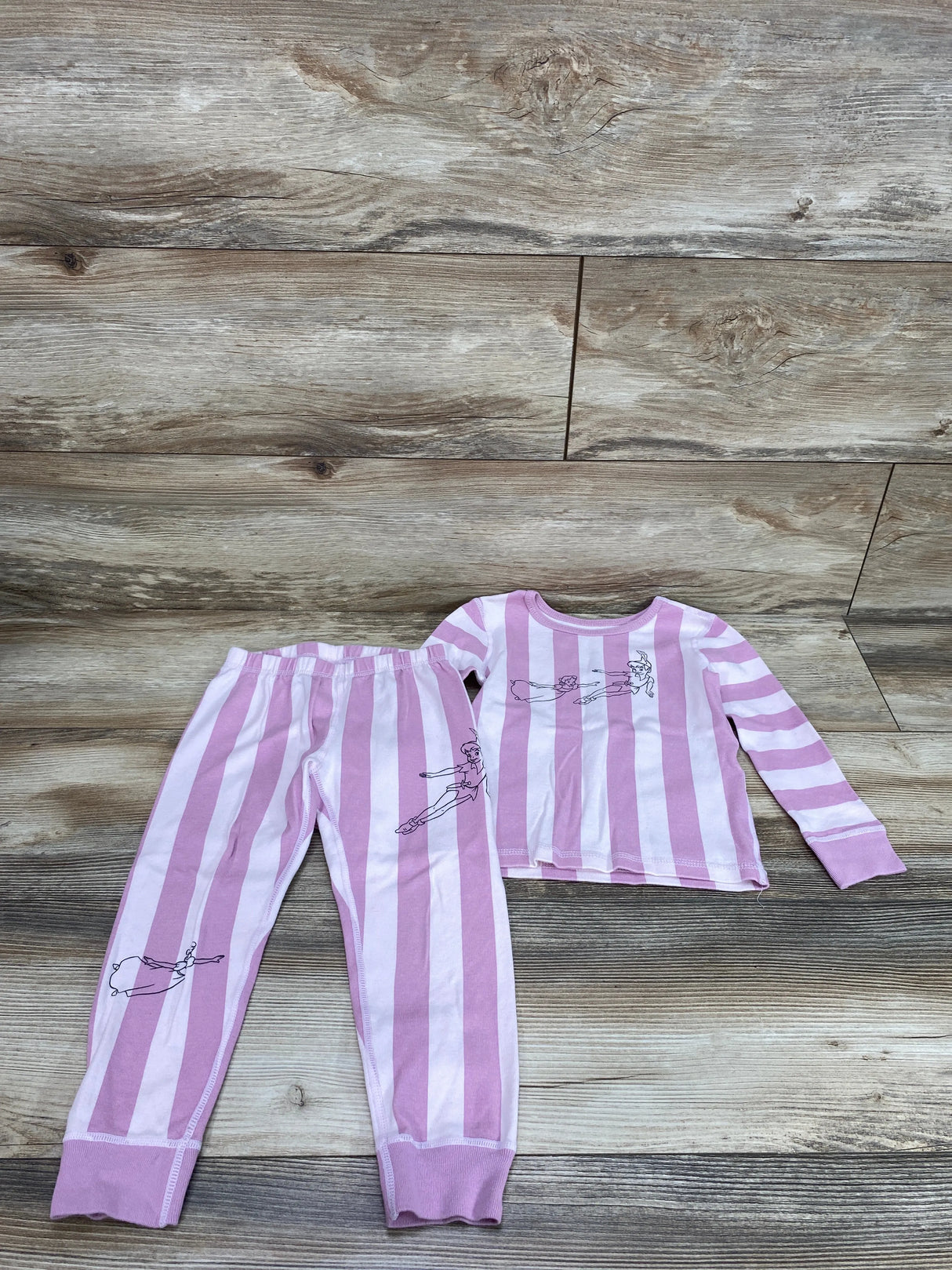 Disney Store 2pc Peter Pan Striped Pajama Set Purple sz 4T