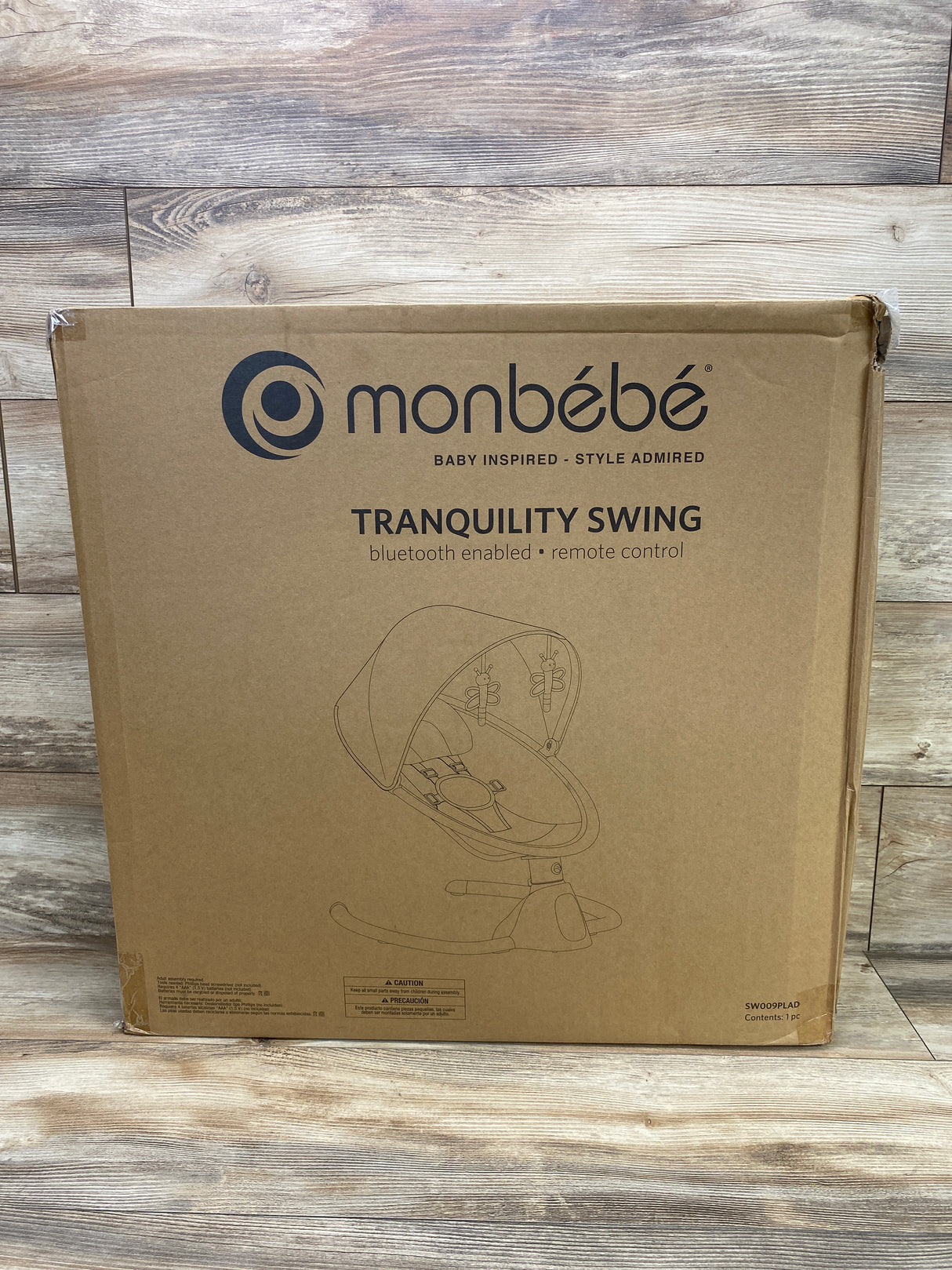 NEW Monbebe Tranquility Bluetooth Enabled Indoor Baby Swing in Plaid