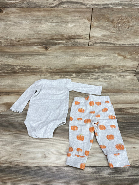 Just One You 'Hello Pumpkin' LS Bodysuit & Pants Grey Sz 9m - Me n Mommy To Be