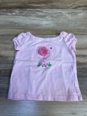 Pink baby flamingo top by Me n Mommy To Be with floral applique and embroidery